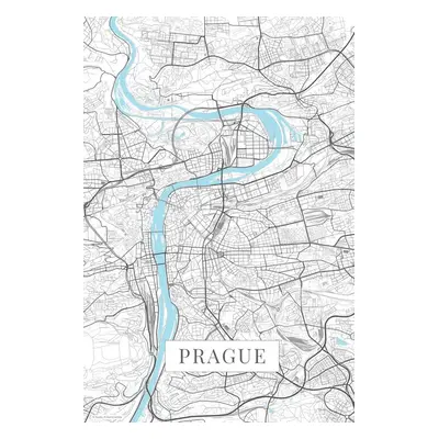 Mapa Praha white