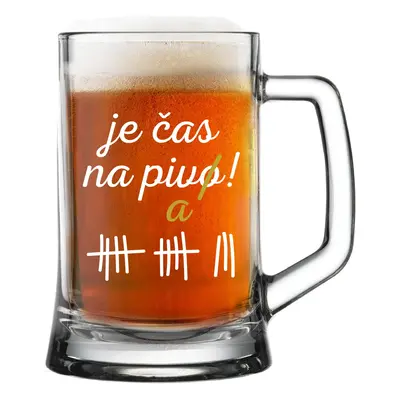 JE ČAS NA PIVO! - pivní sklenice 0,5 l