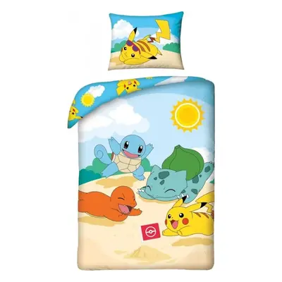 Bavlněné ložní povlečení Pokémoni - motiv Hano beach - 100% bavlna - 70 x 90 cm + 140 x 200 cm