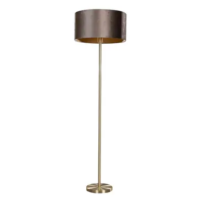 Vloerlamp messing met velours kap bruin 40cm - Simplo