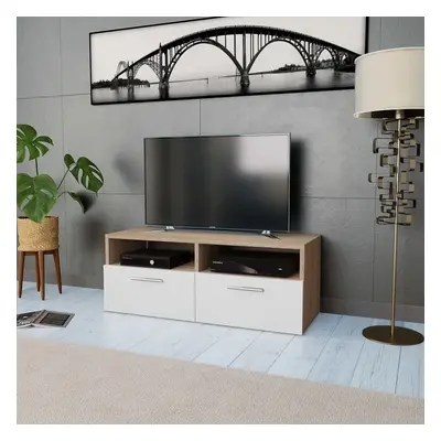 vidaXL TV stolek kompozitní dřevo 95 x 35 x 36 cm dub a bílý