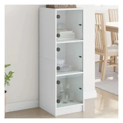 Highboard se skleněnými dvířky bílý 35 x 37 x 109 cm