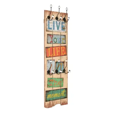 Nástěnný věšák na kabáty LIVE LIFE s 6 háčky 120 x 40 cm