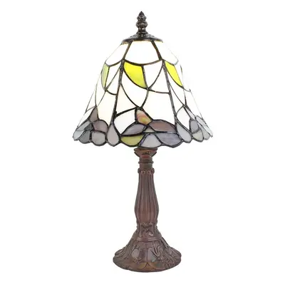 Stolní lampa Tiffany se zdobenou nohou Pinia - Ø 20*34 cm E14/max 1*25W