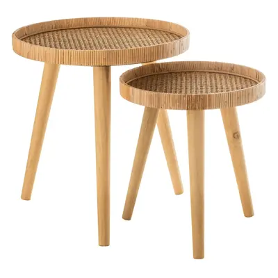 Set 2ks kulatých ratanových stolků s výpletem Rattan Boom - Ø 51*54cm