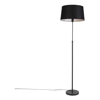 Stojací lampa černá s černým plátěným stínidlem nastavitelným 45cm - Parte