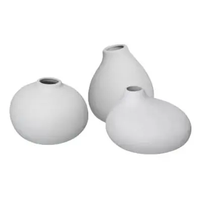 Světle šedé porcelánové vázy v sadě 3 ks (výška 9 cm) Nona – Blomus