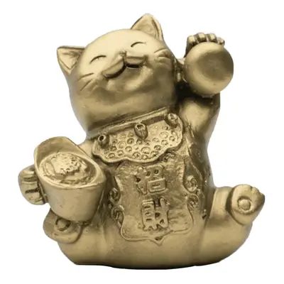 Milujeme Kameny Maneki neko - bronzová mávající kočička velká s miskou - feng shui