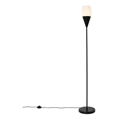 Moderní stojací lampa černá s opálovým sklem - Drop