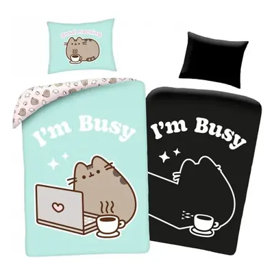 Bavlněné ložní povlečení Pusheen se světélkujícím efektem - motiv I'm Busy - 100% bavlna - 70 x 