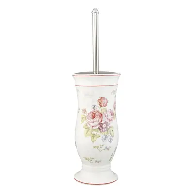 Porcelánový kartáč set na toaletu Flowers -Ø 12*26 cm