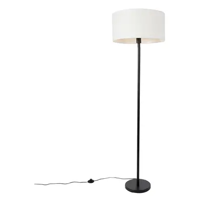 Stojací lampa černá se stínidlem bílá 50 cm - Simplo