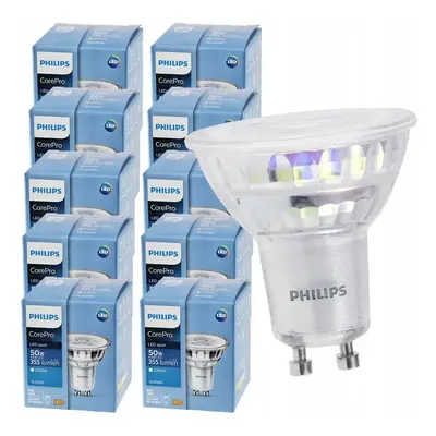 10x LED žárovka Philips GU10 - 4,6W -355 Lm 36° - teplá bílá 3000K - CorePro Premium