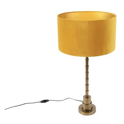 Stolní lampa ve stylu art deco se sametovým odstínem žluté 35 cm - Pisos