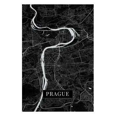 Mapa Praha black