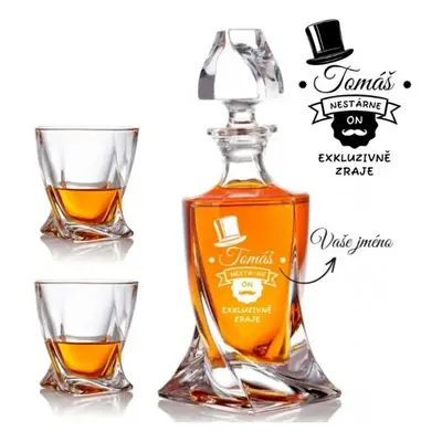 Dekorant Bohemia Crystal křišťálový whisky set s gravírováním ON NESTÁRNE 1+2