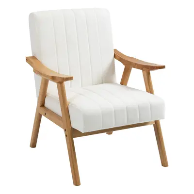 HOMCOM čalouněné křeslo lounge chair v sametovém vzhledu s područkami, design Scandi, krémová, 6