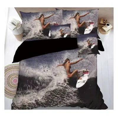 TP Sedmidílná sada 3D povlečení se vzorem 140x200+70x90 Surfer girl