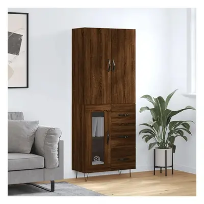 Skříň highboard hnědý dub 69,5 x 34 x 180 cm kompozitní dřevo