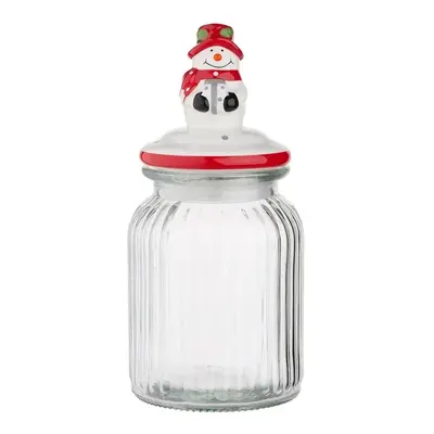 Altom Skleněná dóza s keramickým víčkem Snowman 900 ml