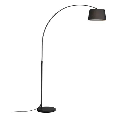 Moderní oblouková lampa černá s černým látkovým stínidlem - Arc Basic