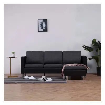 vidaXL 282205 Marketos 3-Seater Sofa with Cushions Black Faux Leather