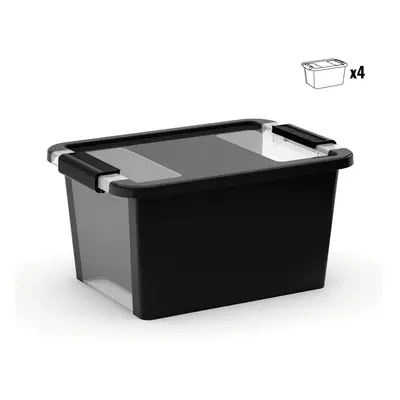 Úložný box z recyklovaného plastu s víkem Bi-Box S 11 l, 19x36,5x26 cm, 4 ks