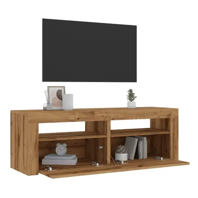 TV stolek s LED dub artisan 120 x 35 x 40 cm kompozitní dřevo