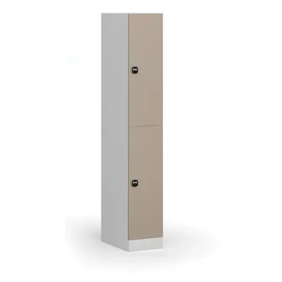 Šatní skříňka s úložnými boxy, 2 boxy, 1850 x 300 x 500 mm, RFID zámek, béžové dveře