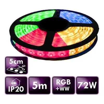 BERGE LED pásek - SMD 5050 - RGB+WW - 5 m - 60 LED/m - 14,4 W/m - IP20