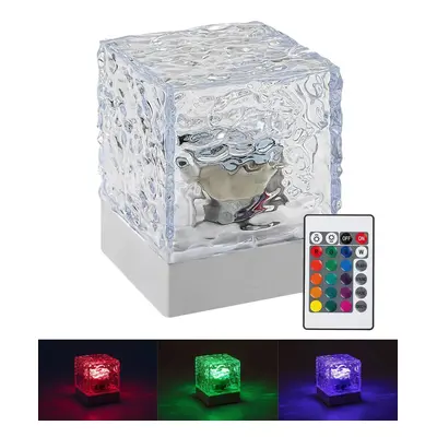 Bílá designová LED RGB stolní lampa Cubiko na baterie s DO - Rabalux - LED lampičky a svítilny 