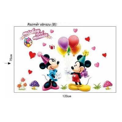 Živá Zeď Samolepka na zeď Mickey Mouse a Minnie Velikost: 75 x 120 cm