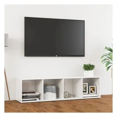 vidaXL TV stolek bílý s vysokým leskem 142,5x35x36,5 cm dřevotříska