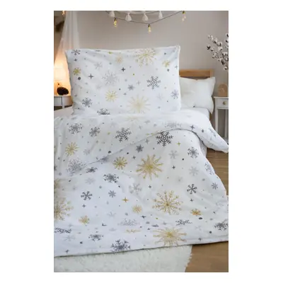 Ložní povlečení mikroflanel Magic white rozměr: 140 x 200 + 90 x 70, Zapínání: Zip