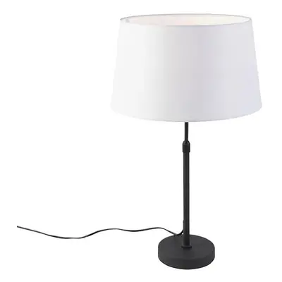 Stolní lampa černá s lněným stínidlem bílá 35 cm nastavitelná - Parte