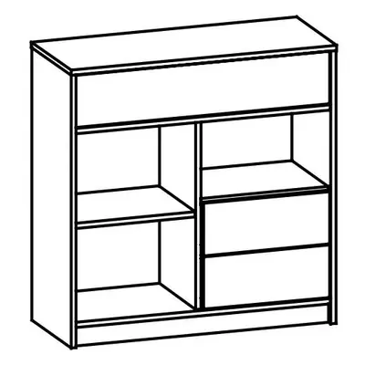Komoda 1D3S TIPS dub sonoma/bílá mat