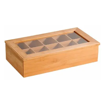 Kesper 58901 Organizér na čaje bambus, 10 přihrádek, 36 x 20 x 9 cm