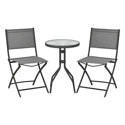 Outsunny zahradní bistro set pro 2 osoby, sada zahradního nábytku s 1 stolem a 2 skládacími židl