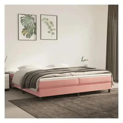 Box spring postel s matrací růžová 200x200 cm samet