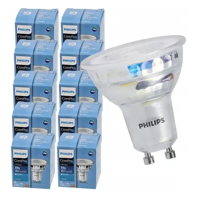 10x LED žárovka Philips GU10 - 3,5W - 255Lm 36° - teplá bílá 3000K - CorePro Premium - SET