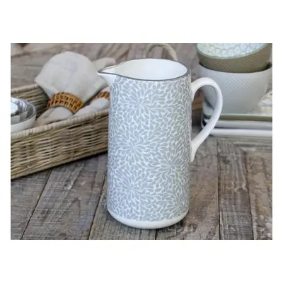 Šedý porcelánový džbán s ornamenty Arés Grey - 15*9*20cm / 1100ml