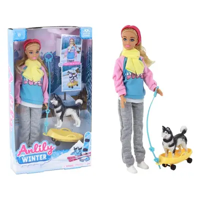 LEAN Toys Barbie panenka Anlily s pejskem Husky a doplňky