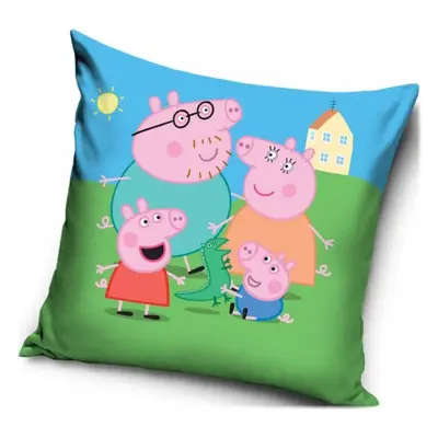 Polštář Prasátko Peppa - Peppa Pig - motiv "rodinka" - 40 x 40 cm