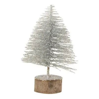 Malý stříbrný třpytivý stromeček Tree silver S - Ø 10*16 cm