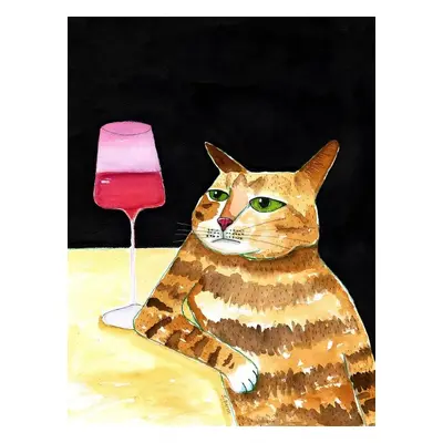 Ilustrace Cat Friday Night Drinks Wine Funny Cat Humour, Sharyn Bursic