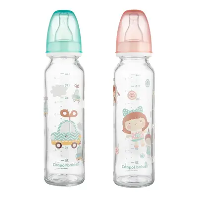 Canpol babies Lahev skleněná s úzkým hrdlem TOYS 240ml