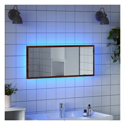 Koupelnové zrcadlo s LED hnědý dub 100 x 8,5 x 37 cm kompozit