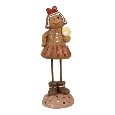 Vánoční dekorace Perníček Gingerbread dívka s lízátkem - 7*7*18 cm