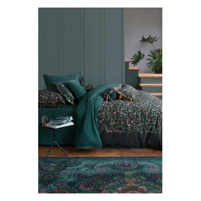 Pip Studio povlečení Midnight Garden Dark Green 200x200 + 2x 70x90, perkálové, tmavě modré