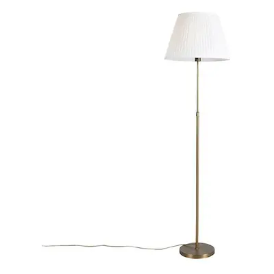 Stojací lampa bronzová s skládaným odstínem krémová 45 cm nastavitelná - Parte